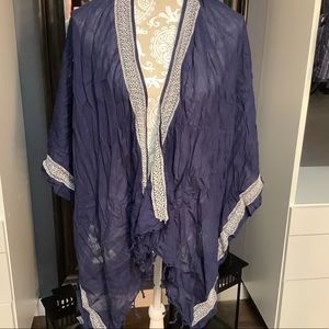 Blue/White Coverup-Cardigan